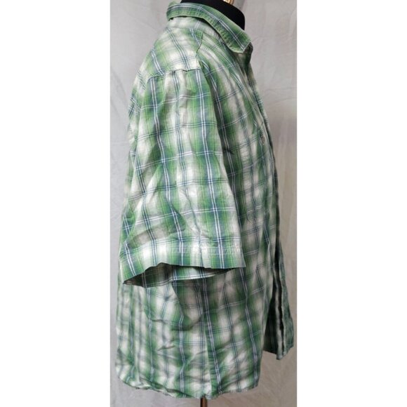 Wrangler Rugged Wear Mens XL Green Plaid Short Sleeve Button Up Work Shirt - Picture 6 of 11